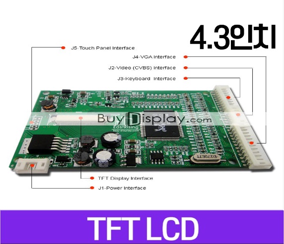 TFT LCD 모듈, 4.3인치, 해상도 480x272, VGA,Video AV Driver Board ER-TFTV043-3, FFC